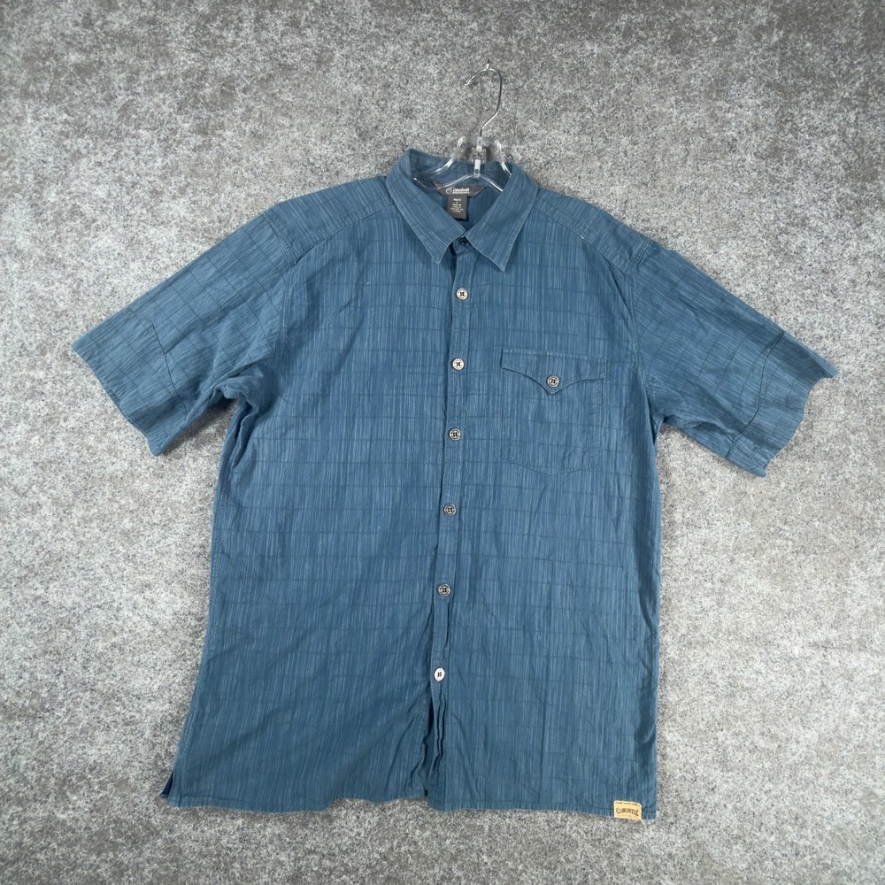Cloudveil Button Up Shirt Mens M Blue Subtle Striped Comfort Casual Short Sleeve